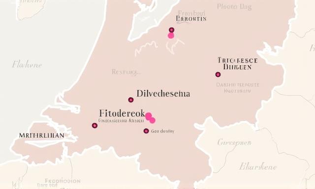 Map of Rotterdam area in Zuid-Holland, Netherlands